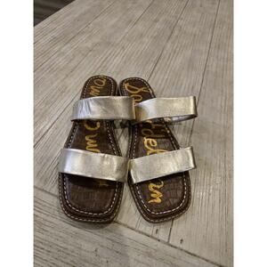 Sam Edelman Women's Gala Gold Double Strap Slide Sandals Size 10